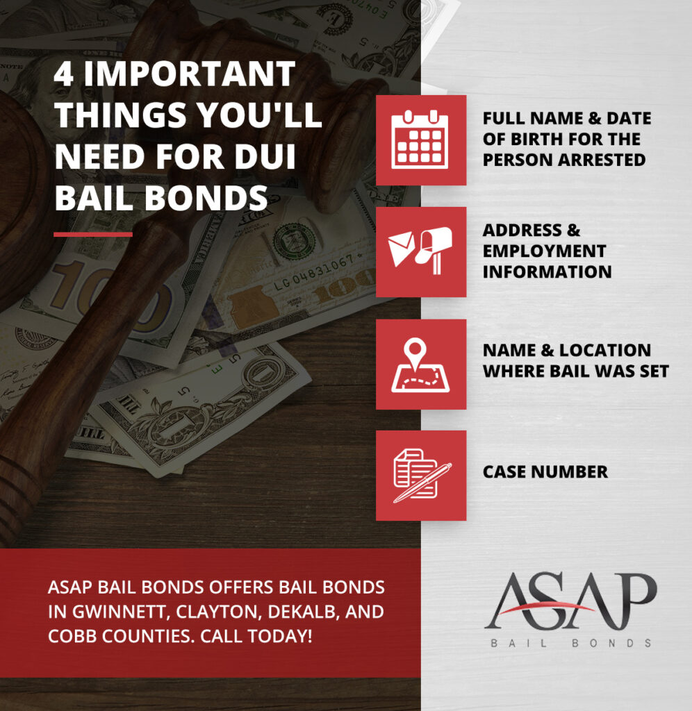 4 Important Things You'll Need For DUI Bail Bonds - ASAP Bail Bonds Georgia