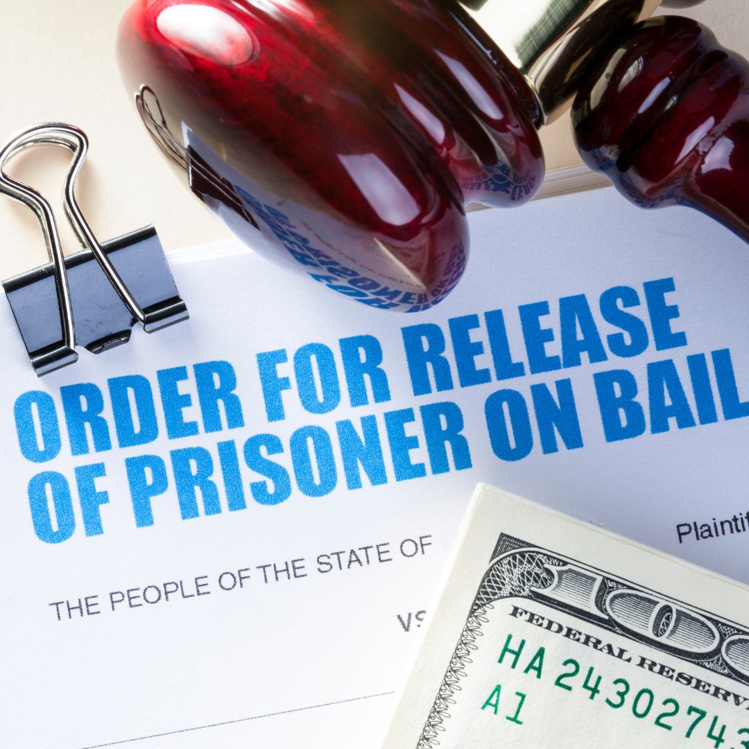 Gavel on top of a piece of paper that says "Order for Release of Prisoner on Bail"
